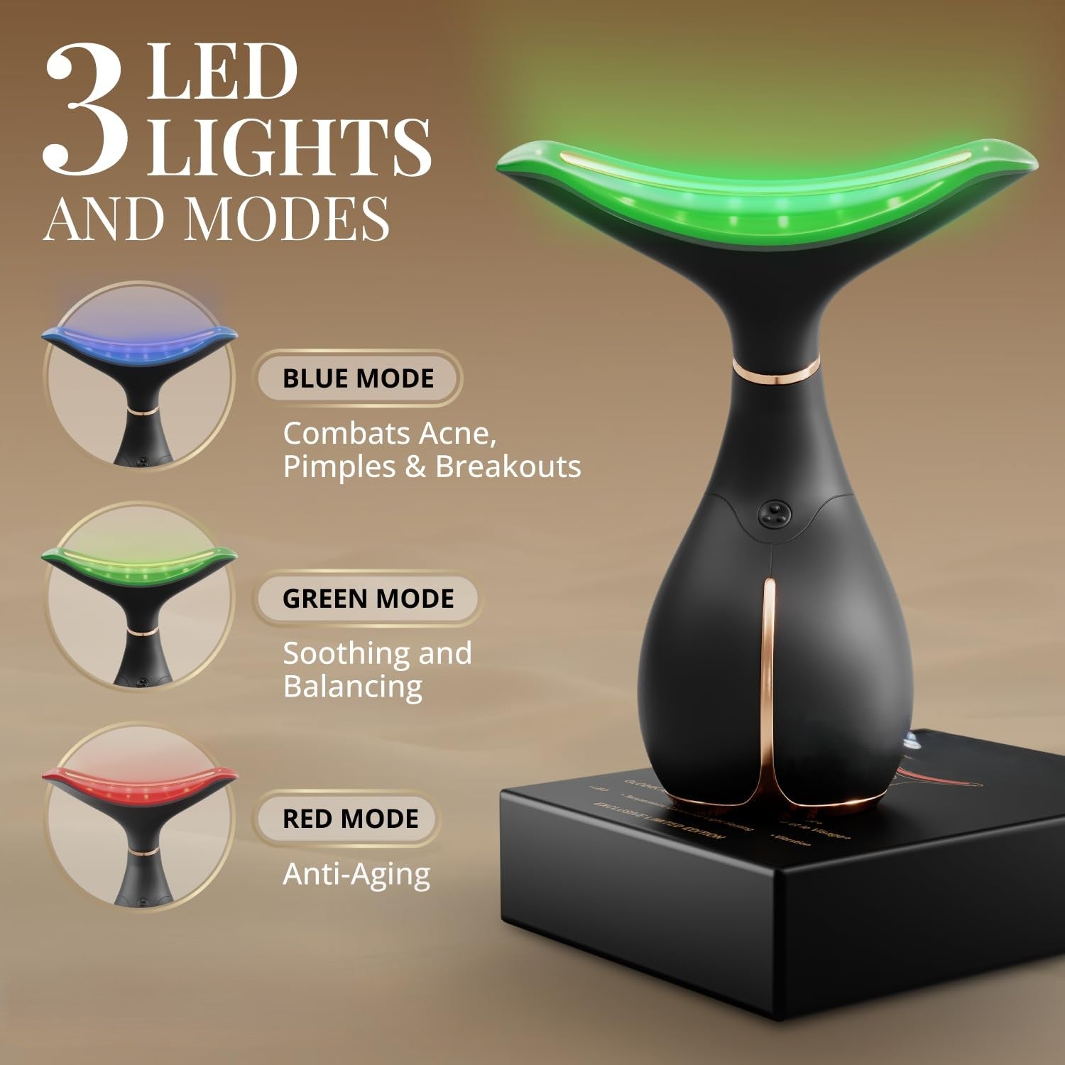 Red Light Face & Neck Beauty Device – 3-in-1 Facial Massager Tool with LED & Vibration for Skin Revitalization and Neck Firming