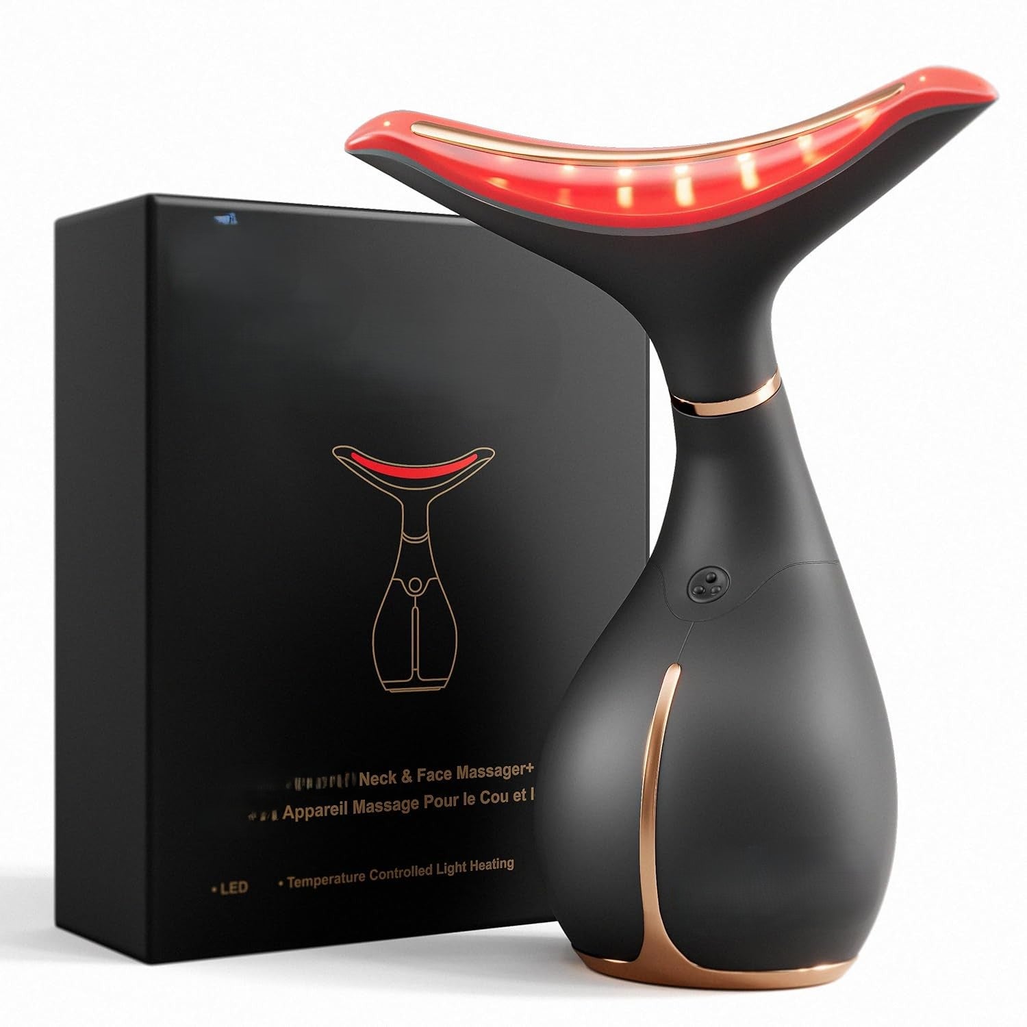 Red Light Face & Neck Beauty Device – 3-in-1 Facial Massager Tool with LED & Vibration for Skin Revitalization and Neck Firming