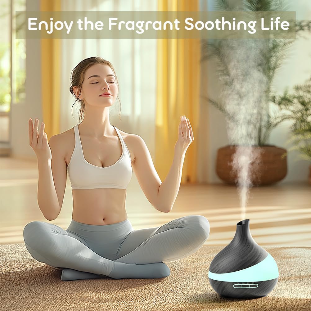 500ML Essential Oil Diffuser: Aroma Diffuser with Remote Control for Hotel Spa Yoga Room - Humidifiers for Bedroom with 14 Colors LED Night Light for Kids/Women Home Relaxation