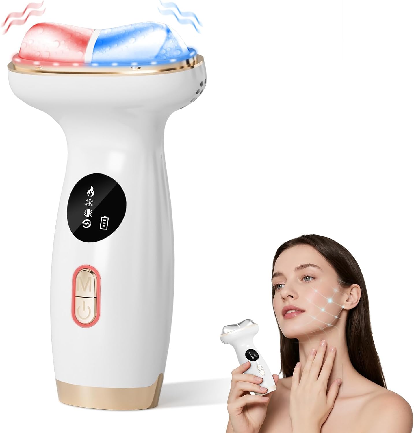 Red Light for Face & Neck Beauty Massager, 7-in-1 LED Gua Sha Sculptor,Microcurrent,Vibration for Face Neck Eye Lifting,Wrinkles,Puffiness,Firming Puffiness & Firming Skincare Tool Women's Day Gifts