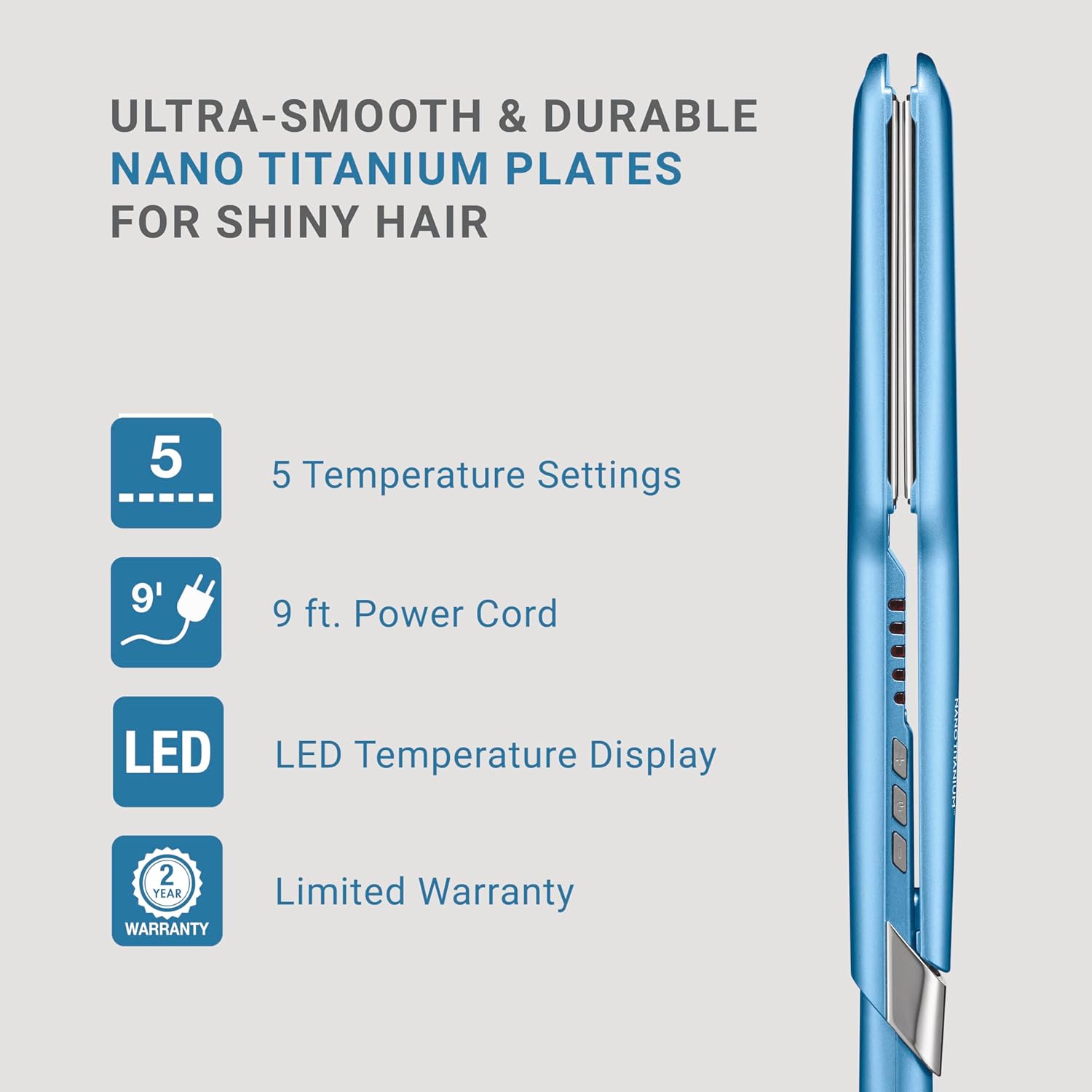 Nano Titanium Ultra-Sleek Hair Straightener, Flat Iron for All Hair Types